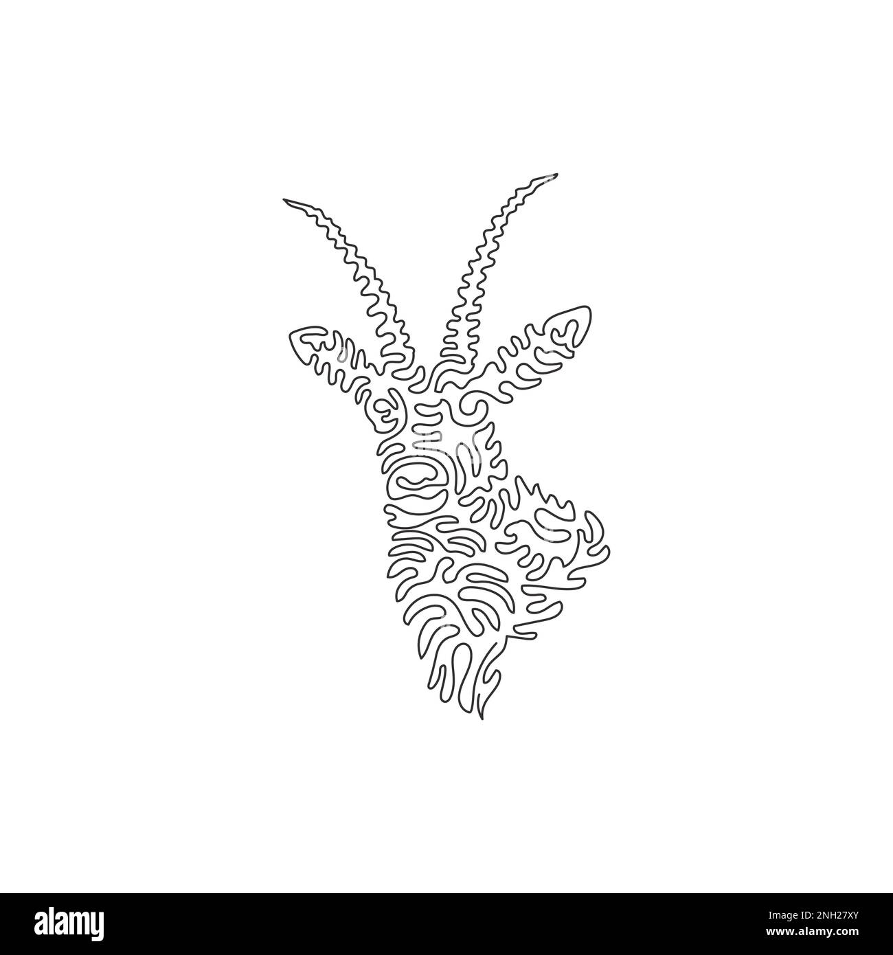Eine einzeilige Zeichnung süßer Antilopen abstrakter Kunst. Durchgehende Linienzeichnung grafischer Entwurfsvektor Darstellung einer Antilope mit wunderschönen Hörnern Stock Vektor