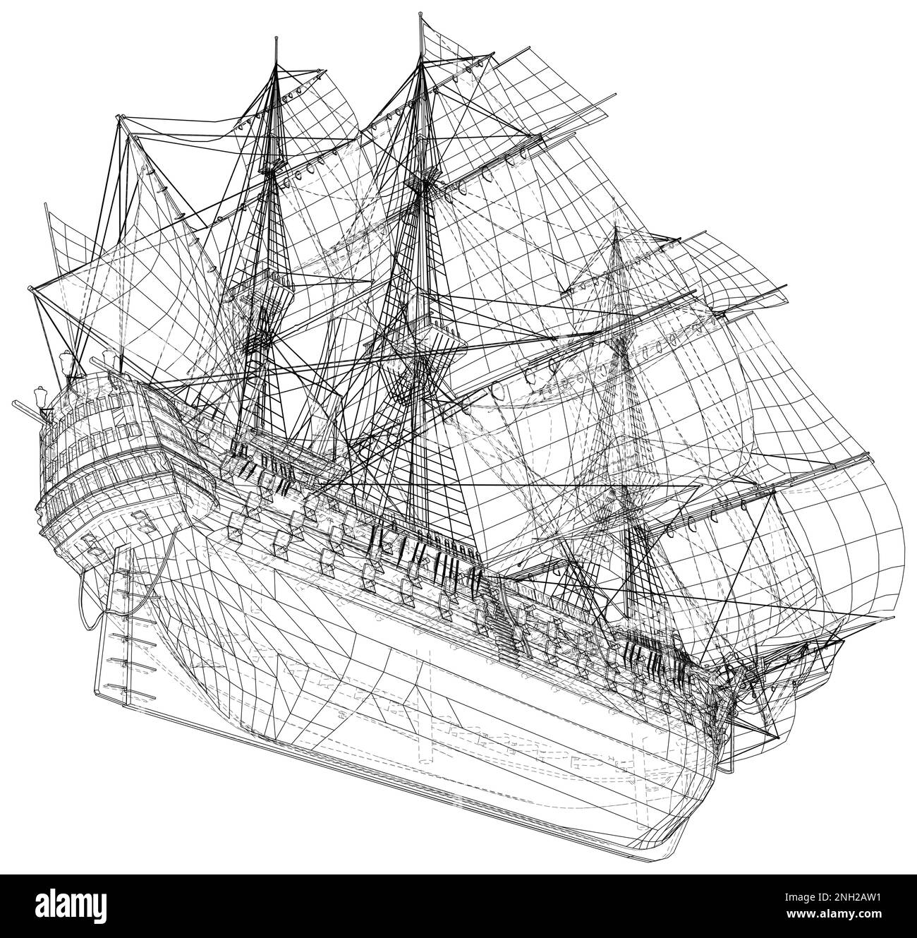 Yachten auf Meereswellen. Möwe am Himmel. Zeichnen Sie eine durchgehende Linie. Vektorgrafik. Isoliert auf weißem Hintergrund Stock Vektor