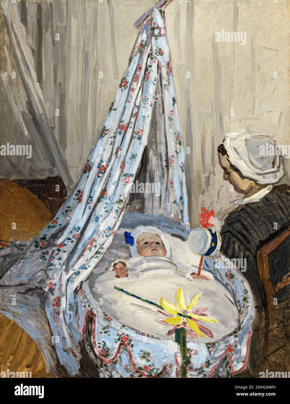 The Cradle, Camille with the Artist's Son Jean (1867) von Claude Monet. Original aus der Nationalgalerie der Kunst. Stockfoto