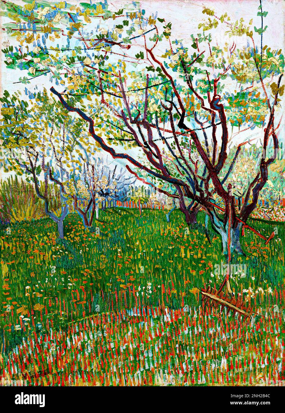 The Flowering Orchard (1888) von Vincent Van Gogh. Original aus dem MET Museum. Stockfoto