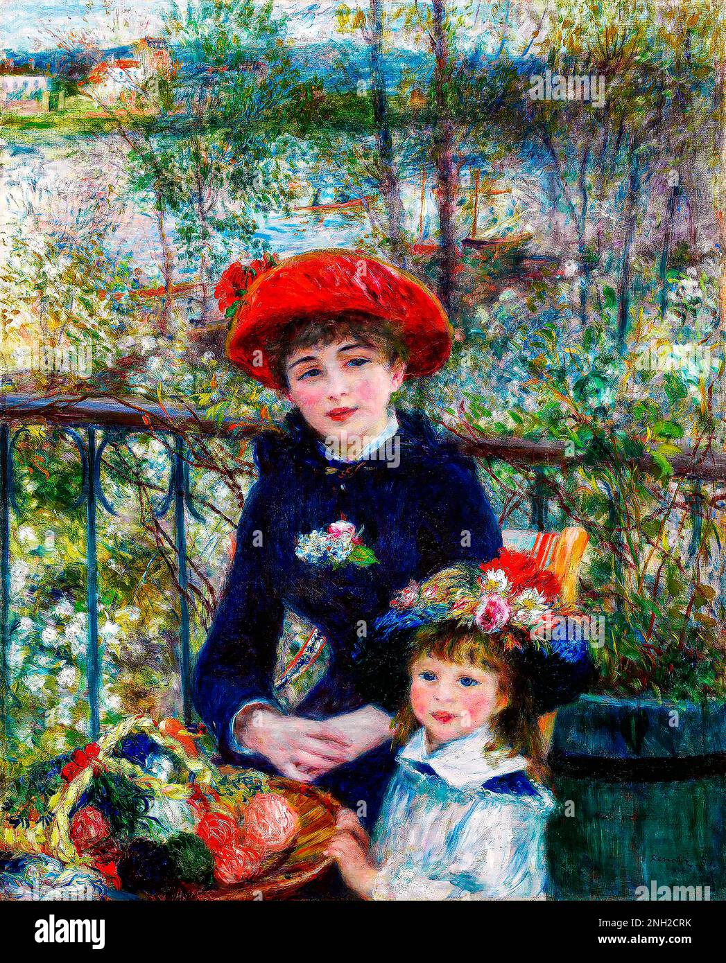 Two Sisters (On the Terrace) (1881) von Pierre-Auguste Renoir. Original vom Art Institute of Chicago. Stockfoto