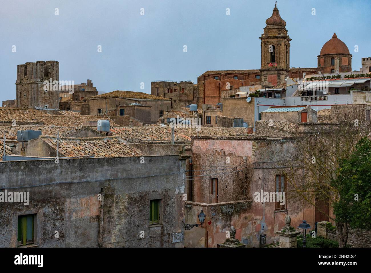 Das mittelalterliche Dorf Erice auf Sizilien Stockfoto