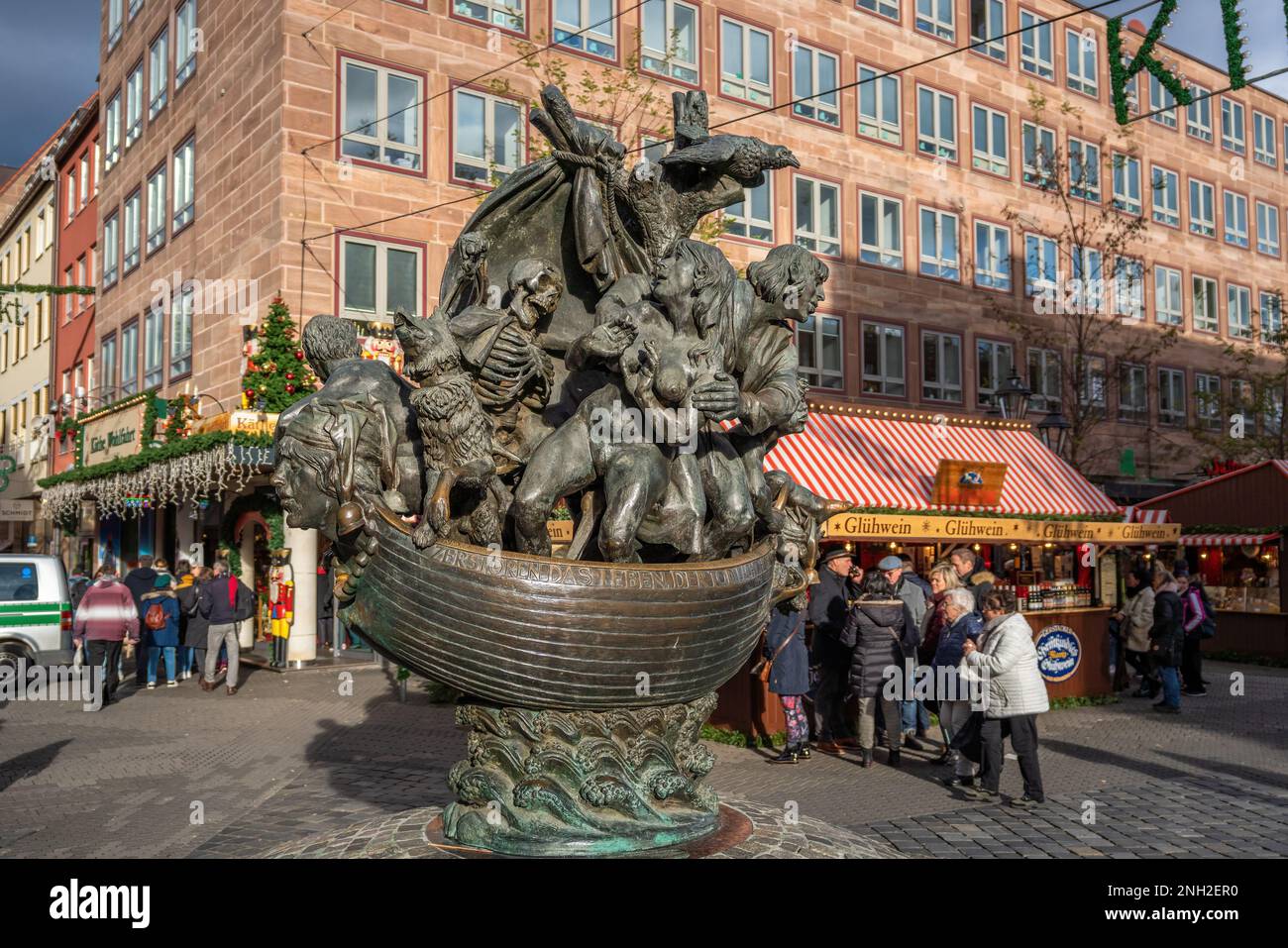 Schiff der Narren (das Narrenschiff) Skulptur - Nürnberg, Bayern, Deutschland Stockfoto