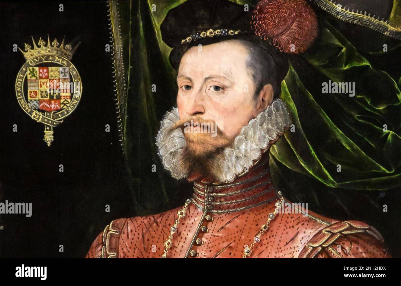 ROBERT DUDLEY, 1. Earl of Leicester (1532-1588 Detail eines zeitgenössischen Gemäldes eines unbekannten Künstlers Stockfoto