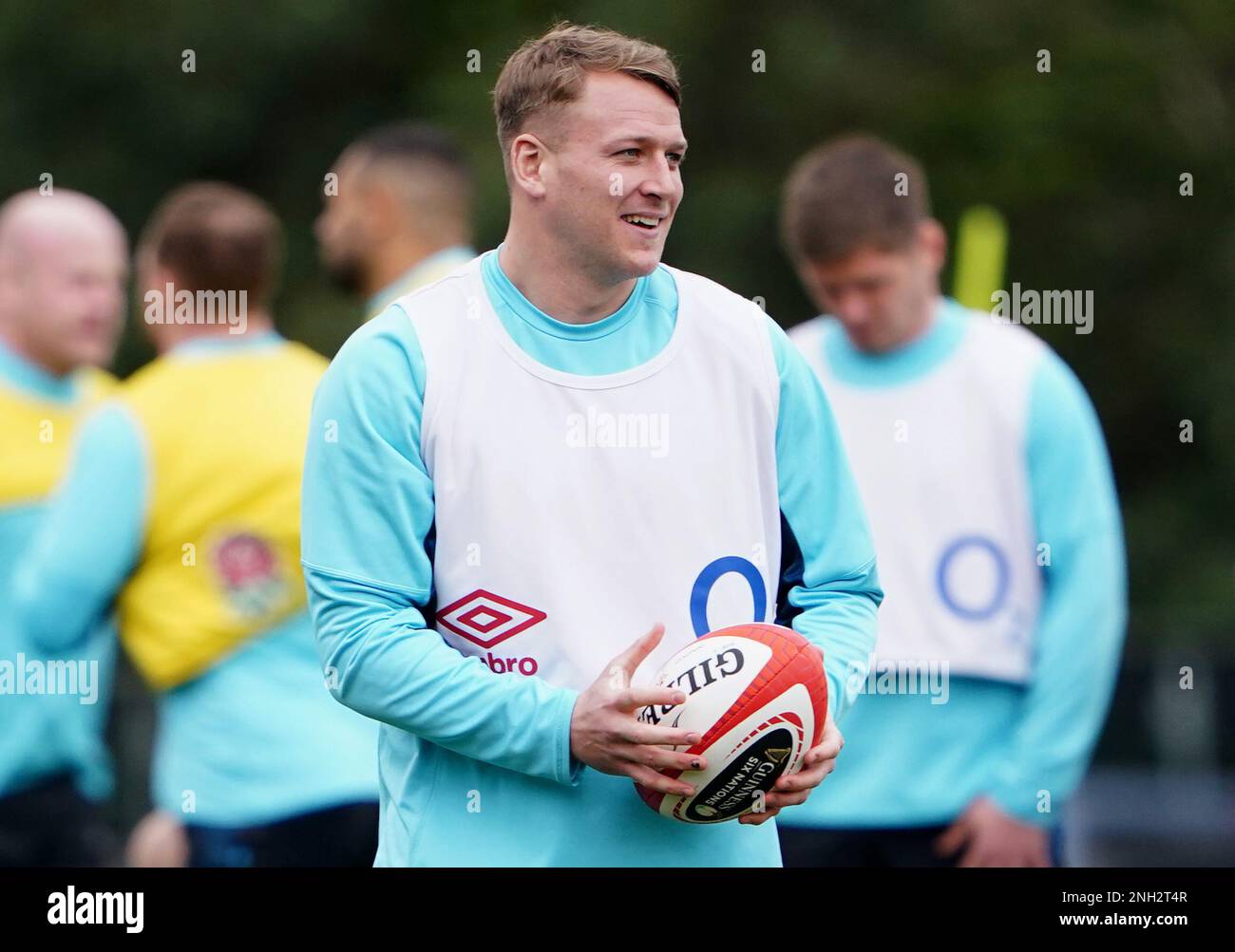 Alex Dombrandt aus England während eines Trainings im Pennyhill Park in Bagshot, Surrey. Foto: Montag, 20. Februar 2023. Stockfoto