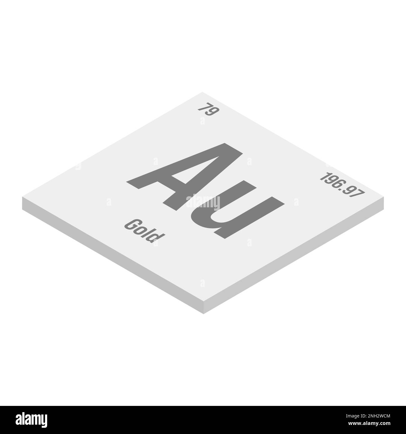 Isometrische Gallium-, GA-, graue 3D-Darstellung des Periodentabellenelements mit Name, Symbol, Atomzahl und Gewicht. Metall mit verschiedenen industriellen Verwendungszwecken, wie z. B. in Halbleitern, LED-Leuchten und als Kühlmittel in Kernreaktoren. Stock Vektor