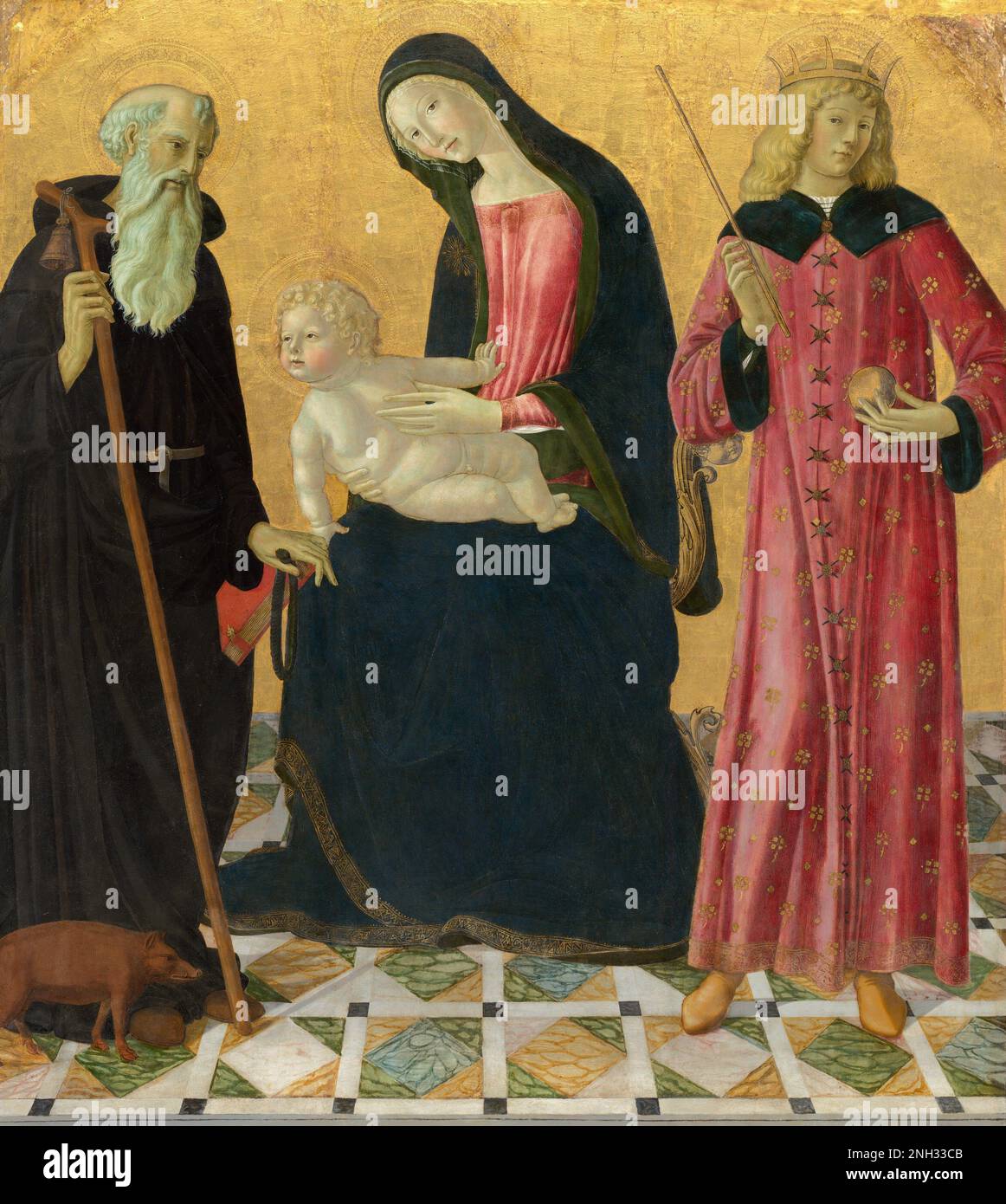 Neroccio de' Landi Madonna und Kind mit Abt des Heiligen Antonius und Sigismund c. 1490/1495 Stockfoto