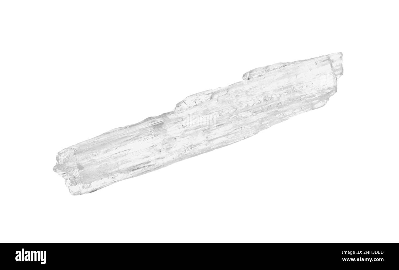 Ein durchsichtiger Menthol-Kristall auf weißem Hintergrund Stockfoto