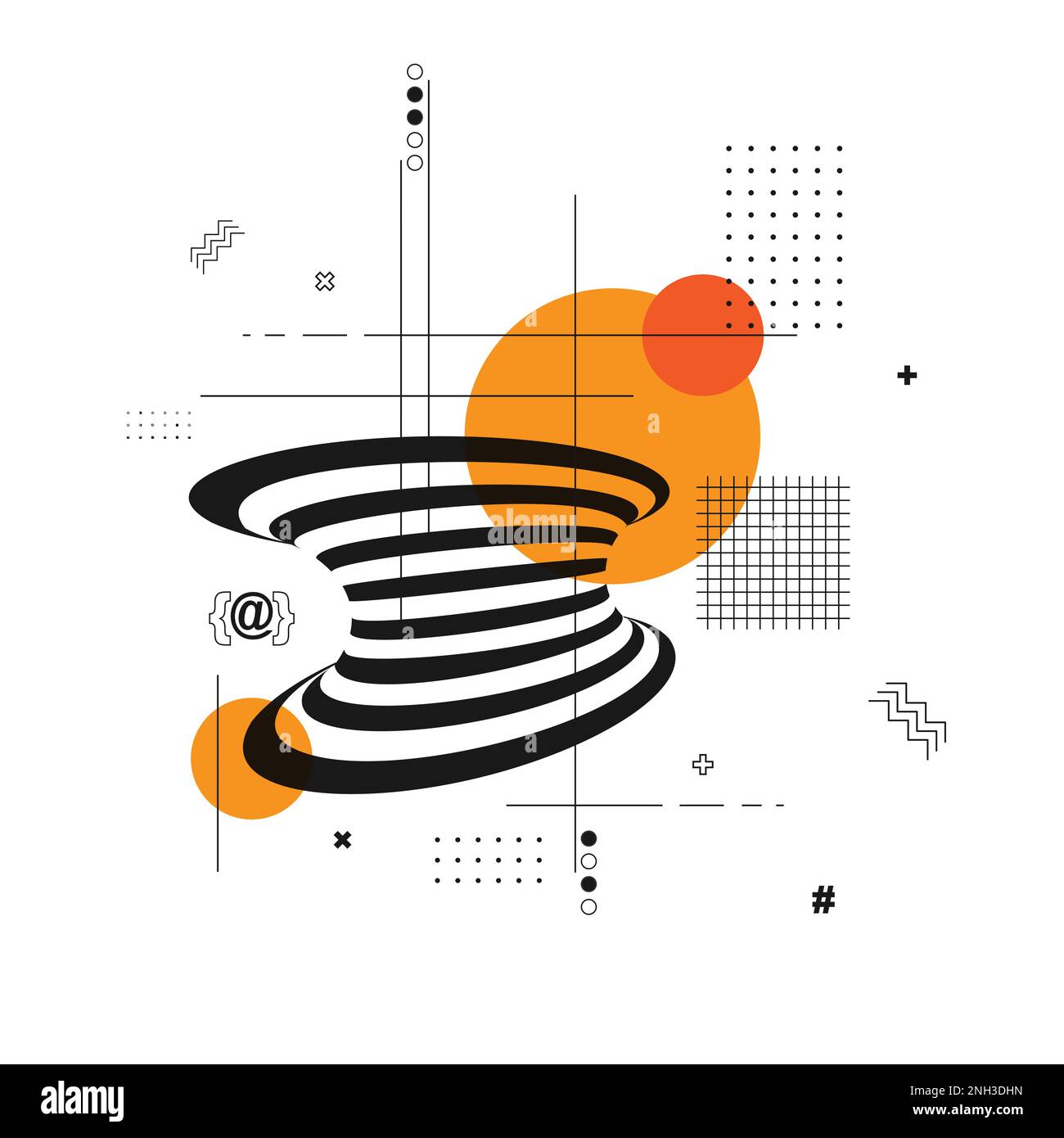 Abstrakte schwarze Linien auf orangefarbenem Hintergrund Stock Vektor