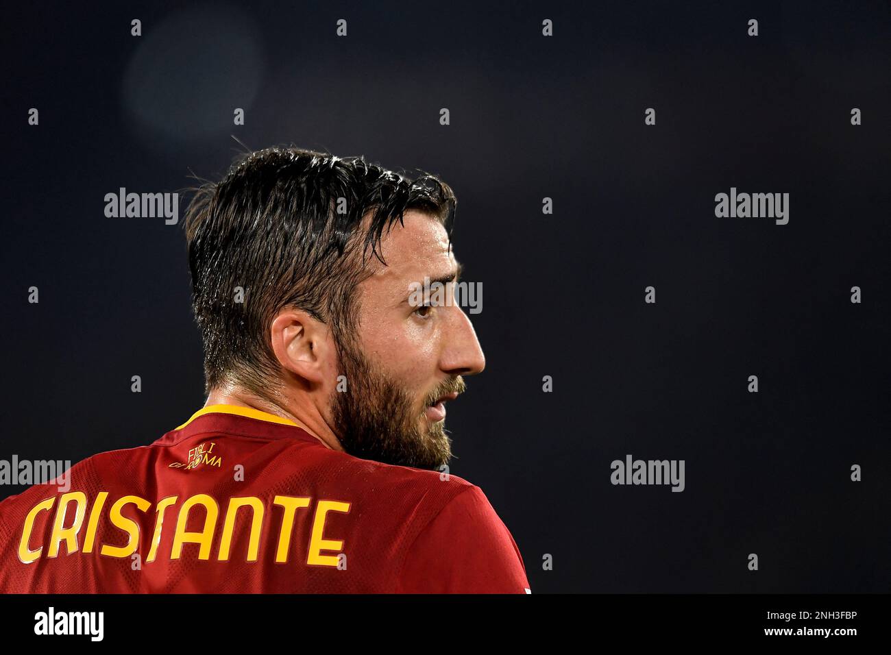 Bryan Cristante of AS Roma reagiert während des Fußballspiels Serie A zwischen AS Roma und Hellas Verona im Olimpico-Stadion in Rom (Italien), Februar 19 Stockfoto