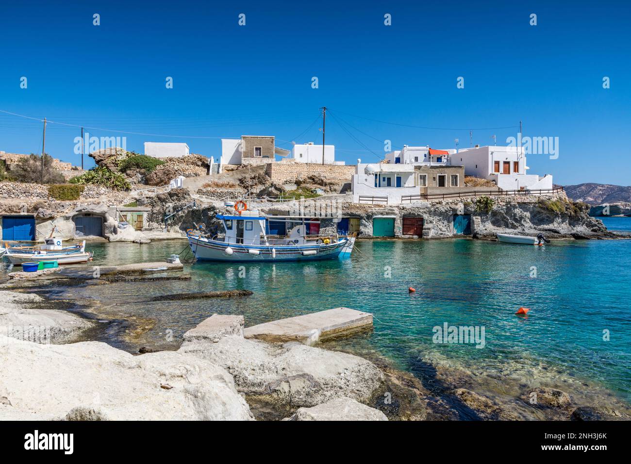 Das malerische Fischerdorf Goupa, Kimolos Stockfoto