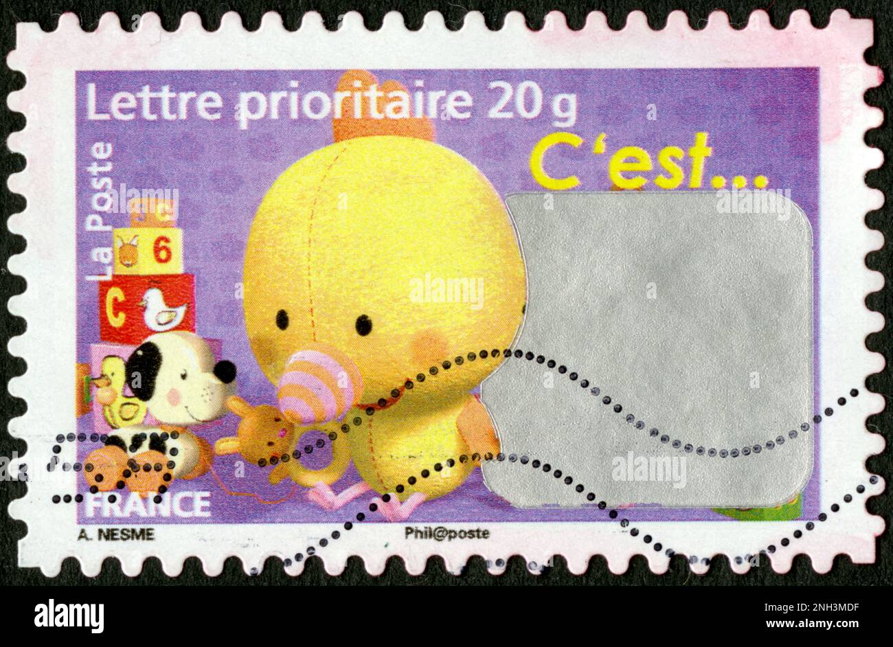 TIMBRE OBLITERES C'EST...LETTRE PRIORITAIRE 20G. LA POSTE. FRANKREICH Stockfoto