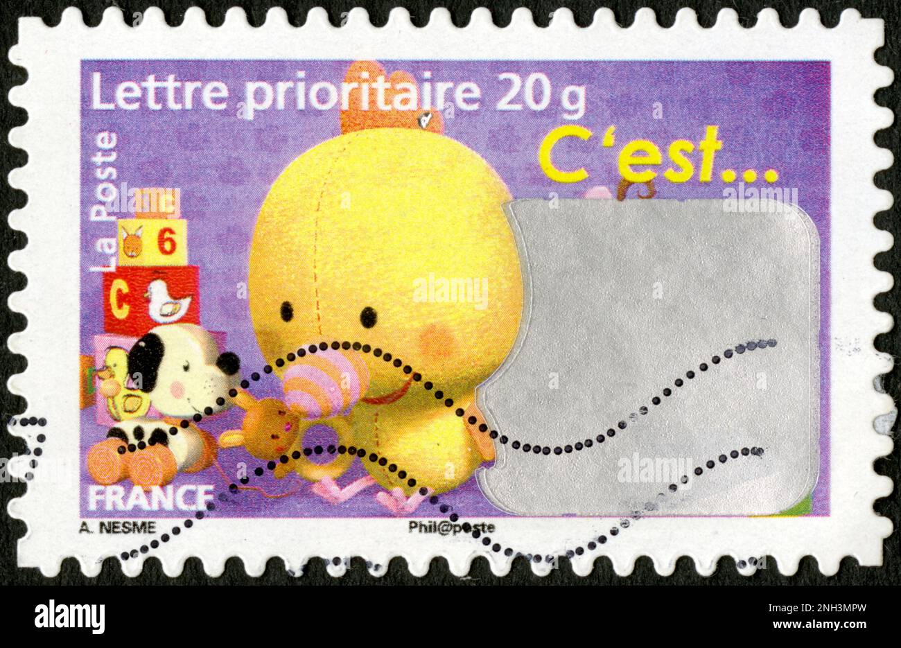 TIMBRE OBLITERES C'EST...LETTRE PRIORITAIRE 20G. LA POSTE. FRANKREICH Stockfoto