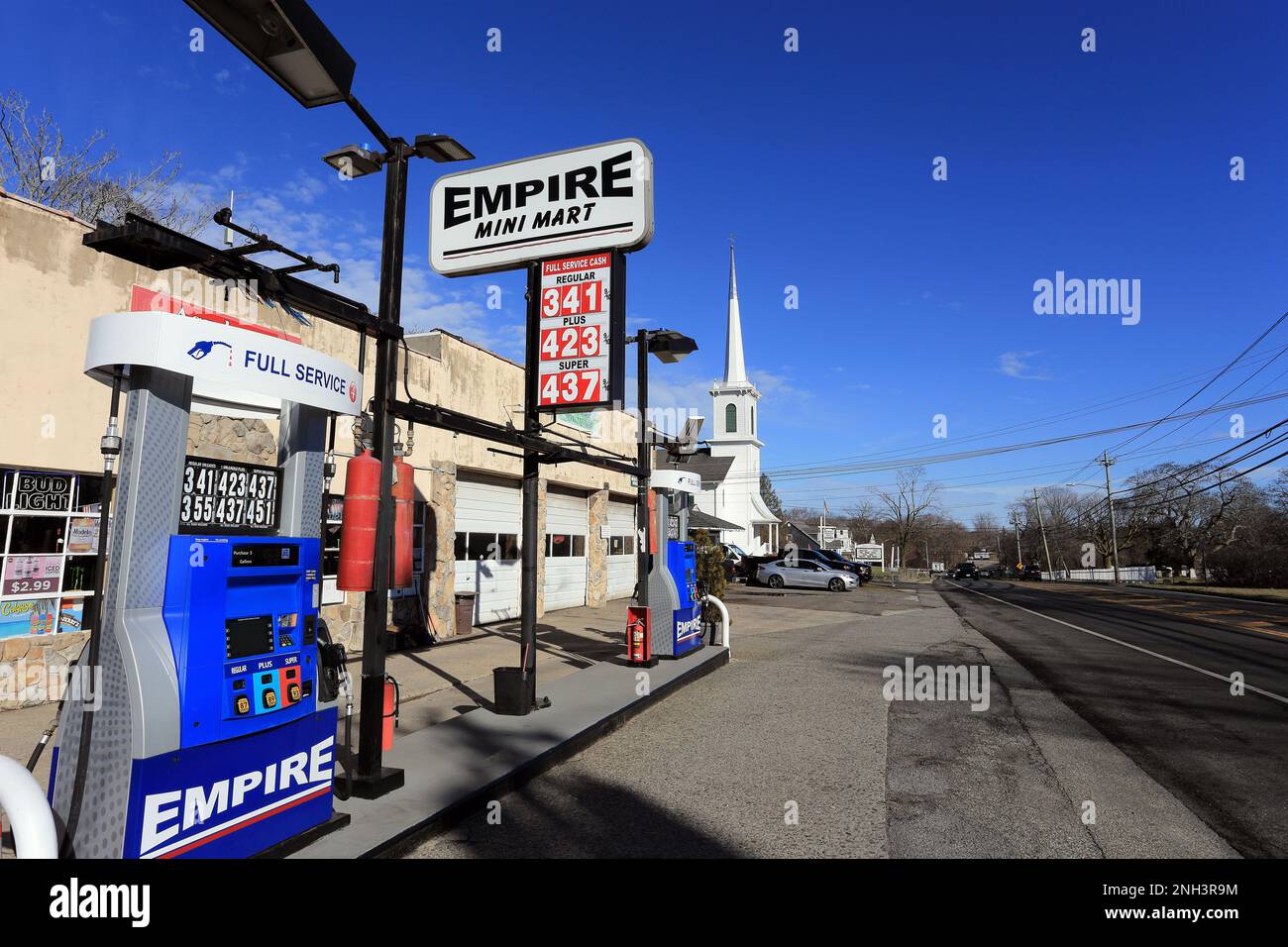 Tankstelle, östliches Ende von Long Island New York Stockfoto