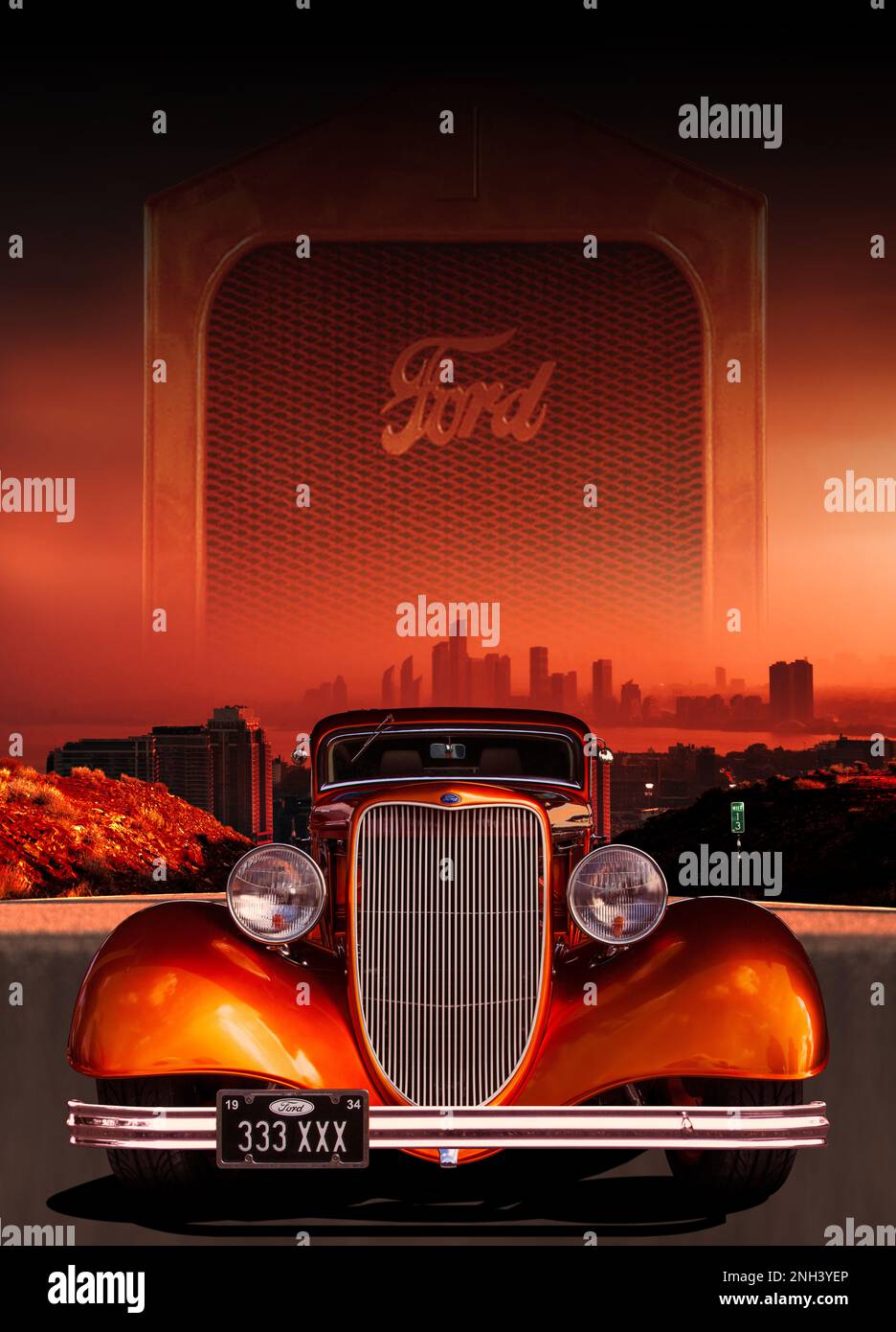 Altes Ford-Oldtimer-Poster Stockfoto