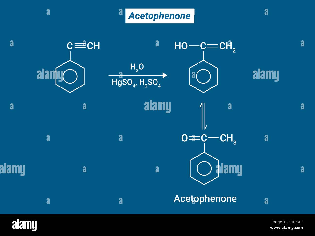 Acetophenon ist die organische Verbindung mit der Formel C6H5C(O)CH3 Es ist das einfachste aromatische Keton. Stock Vektor