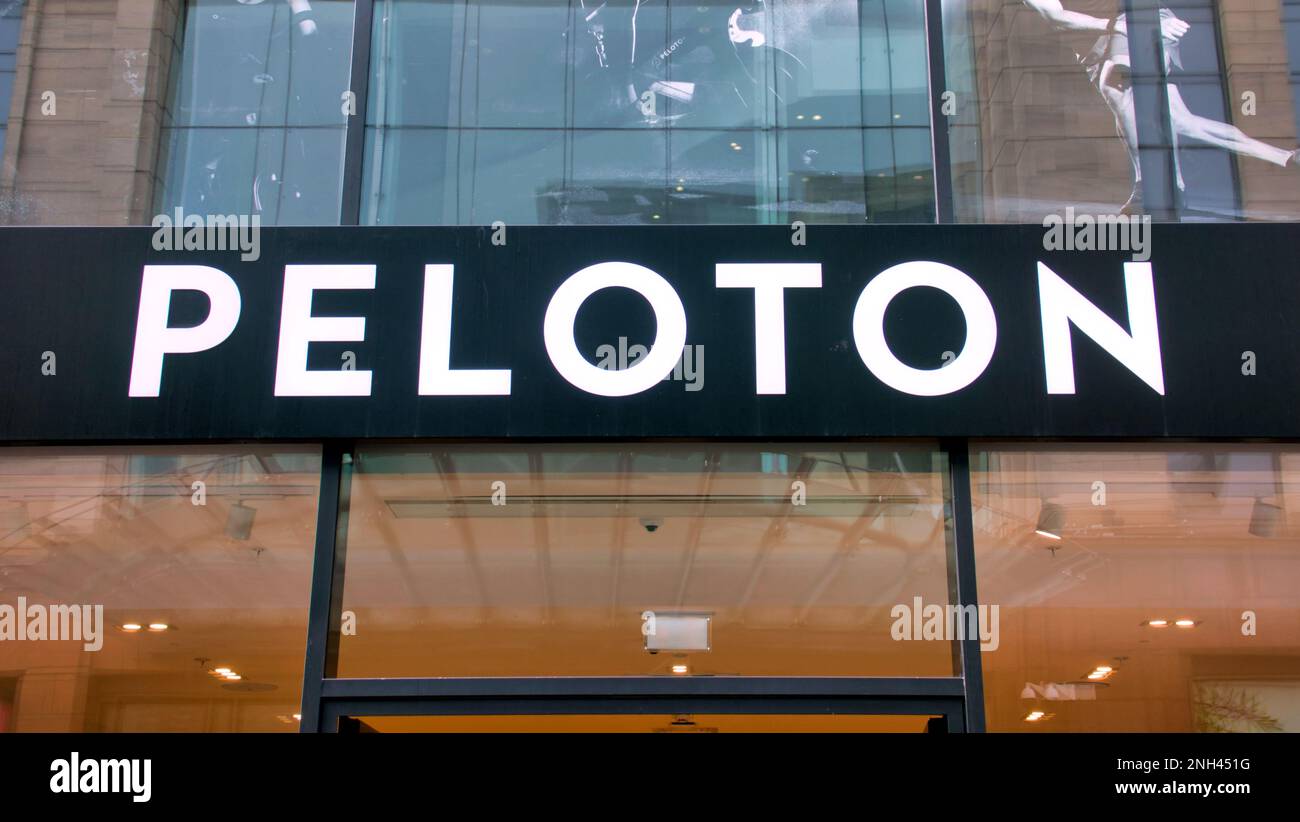 Peloton Store Schild sauchiehall Street Glasgow, Schottland, Großbritannien Stockfoto