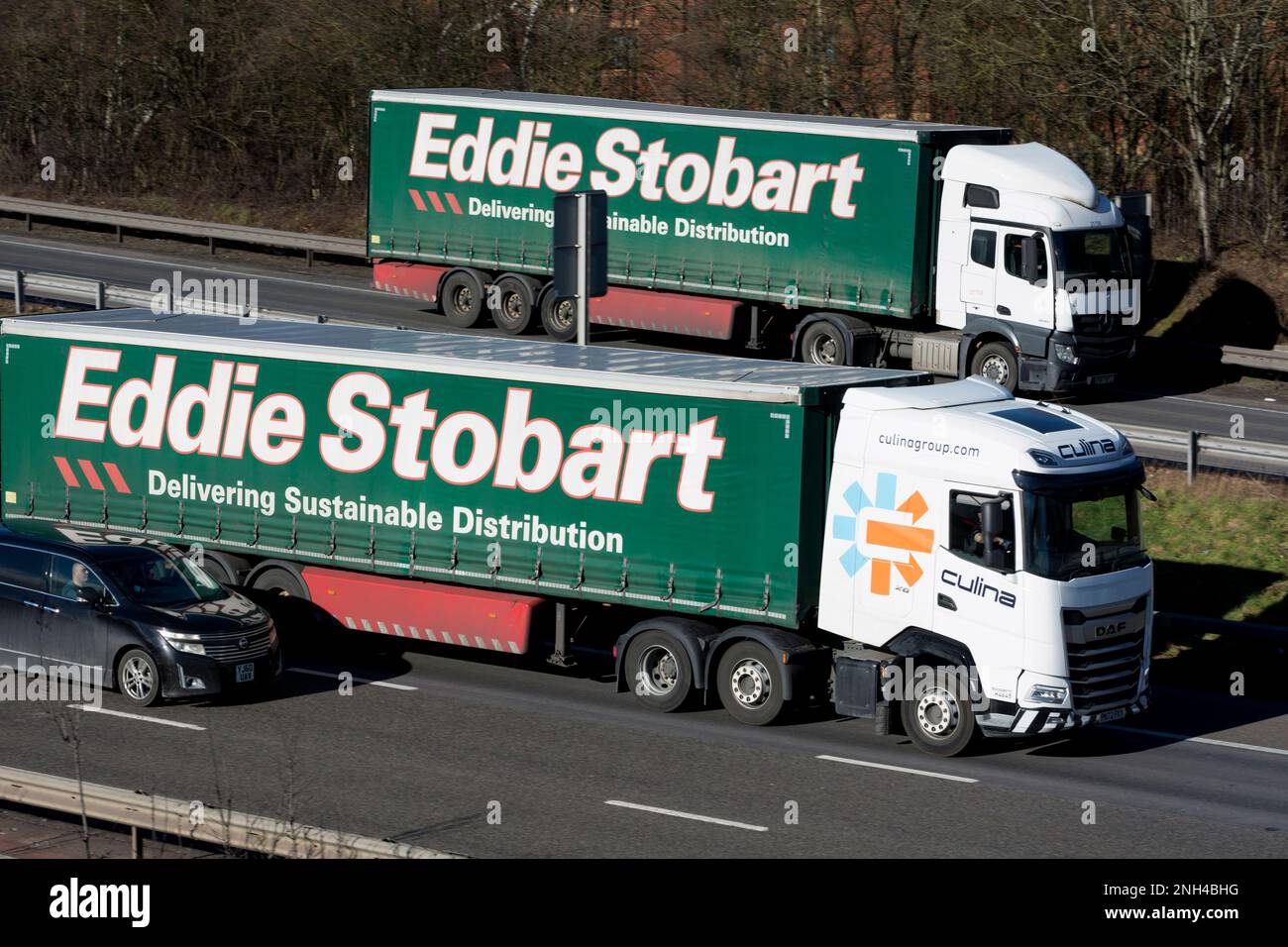 Eddie Stobart LKWs, Autobahn M40, Warwickshire, Vereinigtes Königreich Stockfoto