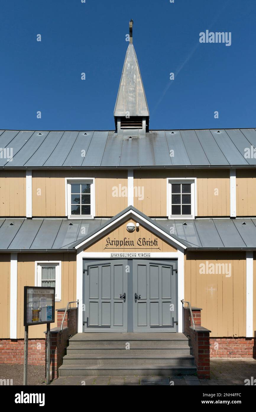 Die protestantische Kirche Kripplein Christi im Holzbau, Glandorf, Niedersachsen, Deutschland Stockfoto