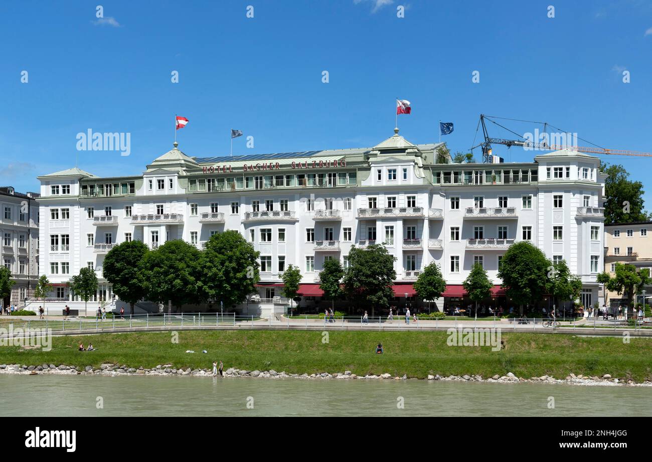 Hotel Sacher, früher Hotel dAutriche oder Oesterreichischer Hof, Salzburg, Österreich Stockfoto
