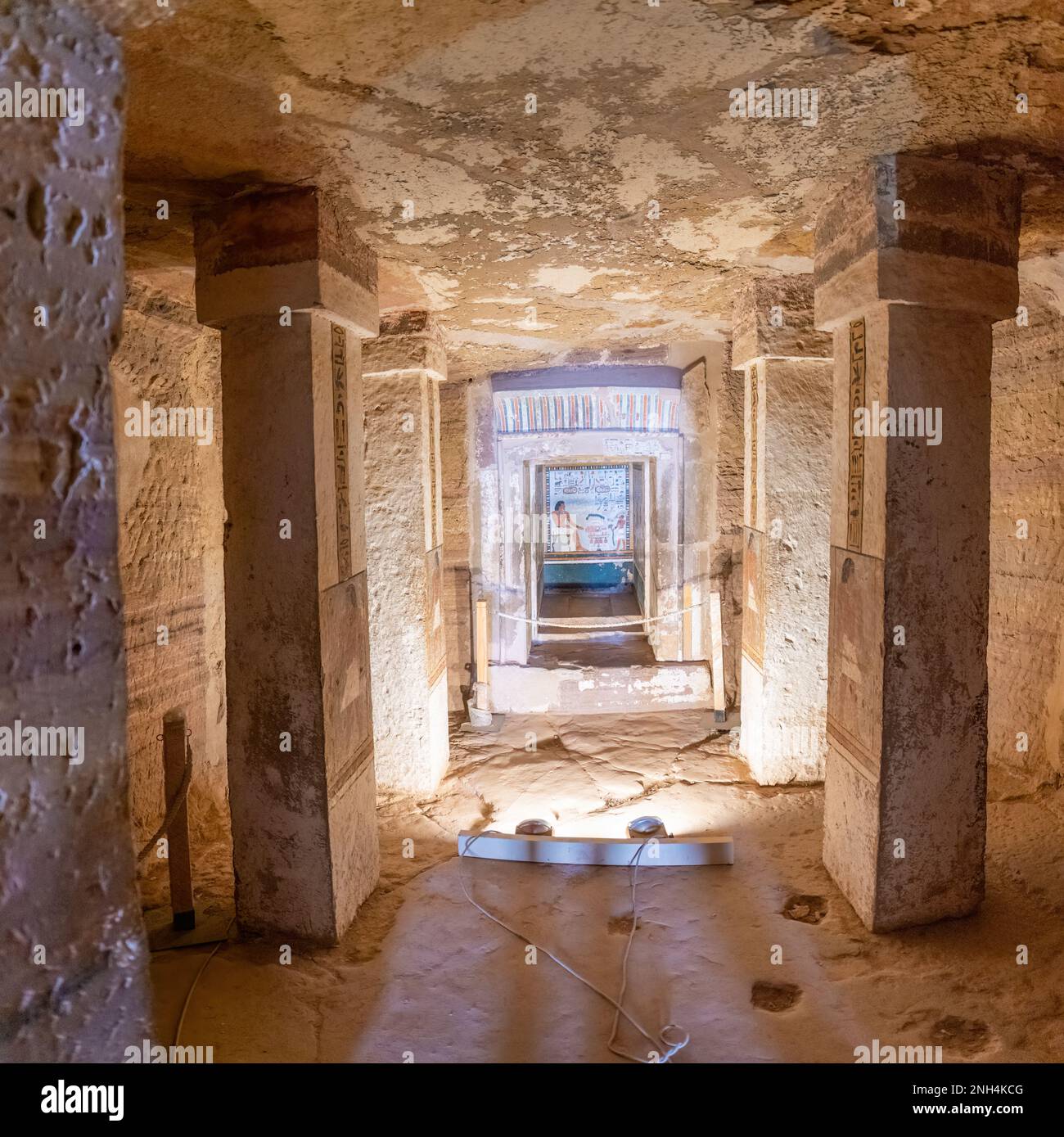Fresken in den Gräbern von Mekhu und Sabni in Assuan, Ägypten. Stockfoto