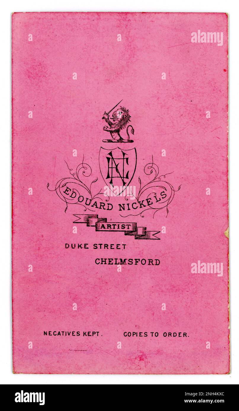 Das Studio von Edouard Nickels, Duke Street, Chelmsford, Essex aus den frühen 1870er Jahren ist eine CDV (carte de Visite oder Visitenkarte) der ursprünglichen viktorianischen Epoche Stockfoto