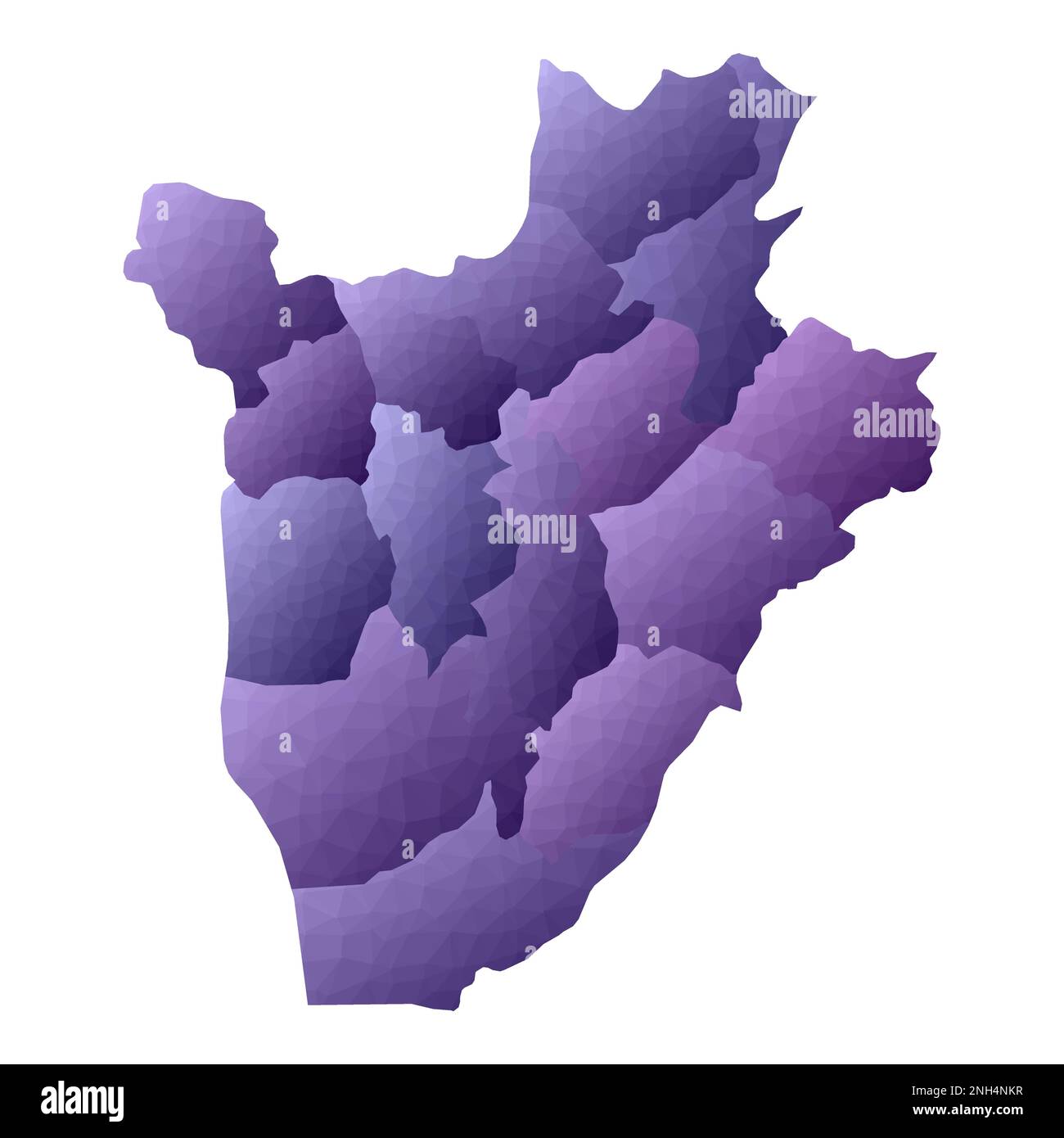 Burundi-Karte. Geometrischer Stil für die Länderumrisse. Bizarre violette Vektordarstellung. Stock Vektor