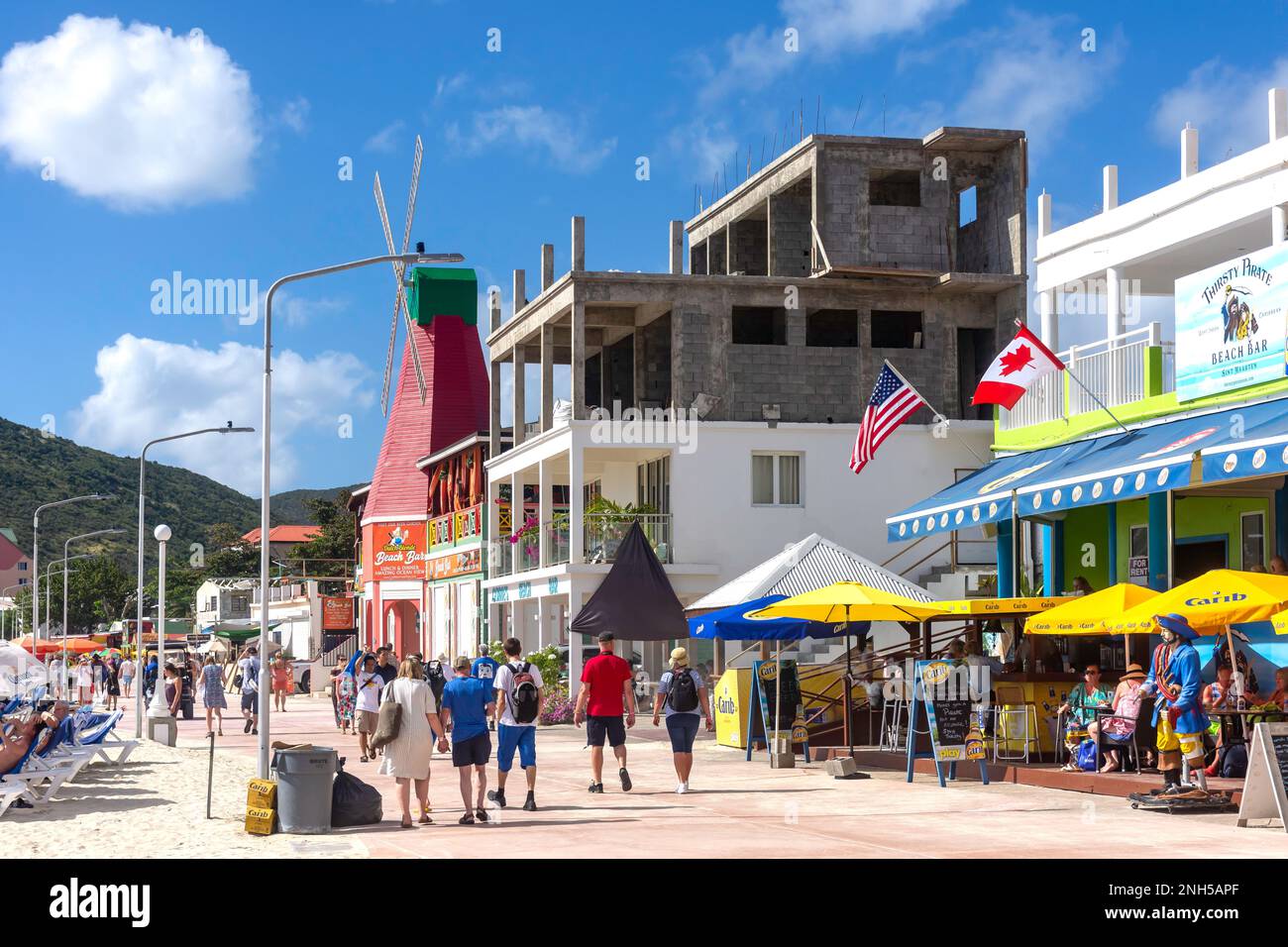 Die Promenade, Philipsburg, St. Maarten, St. Martin, Kleine Antillen, Karibik Stockfoto