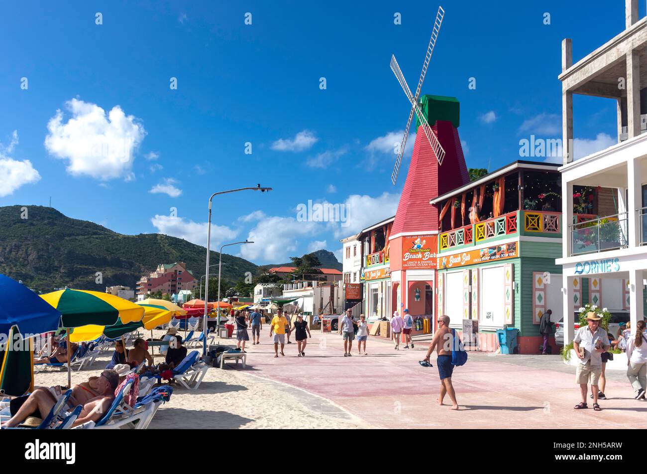 Die Promenade, Philipsburg, St. Maarten, St. Martin, Kleine Antillen, Karibik Stockfoto