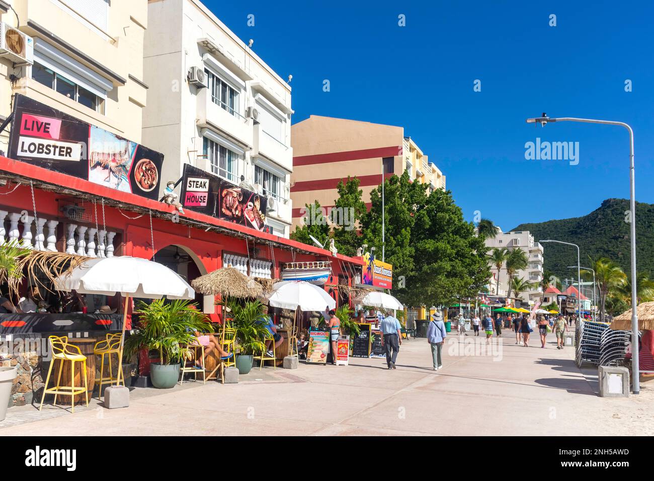 Die Promenade, Philipsburg, St. Maarten, St. Martin, Kleine Antillen, Karibik Stockfoto
