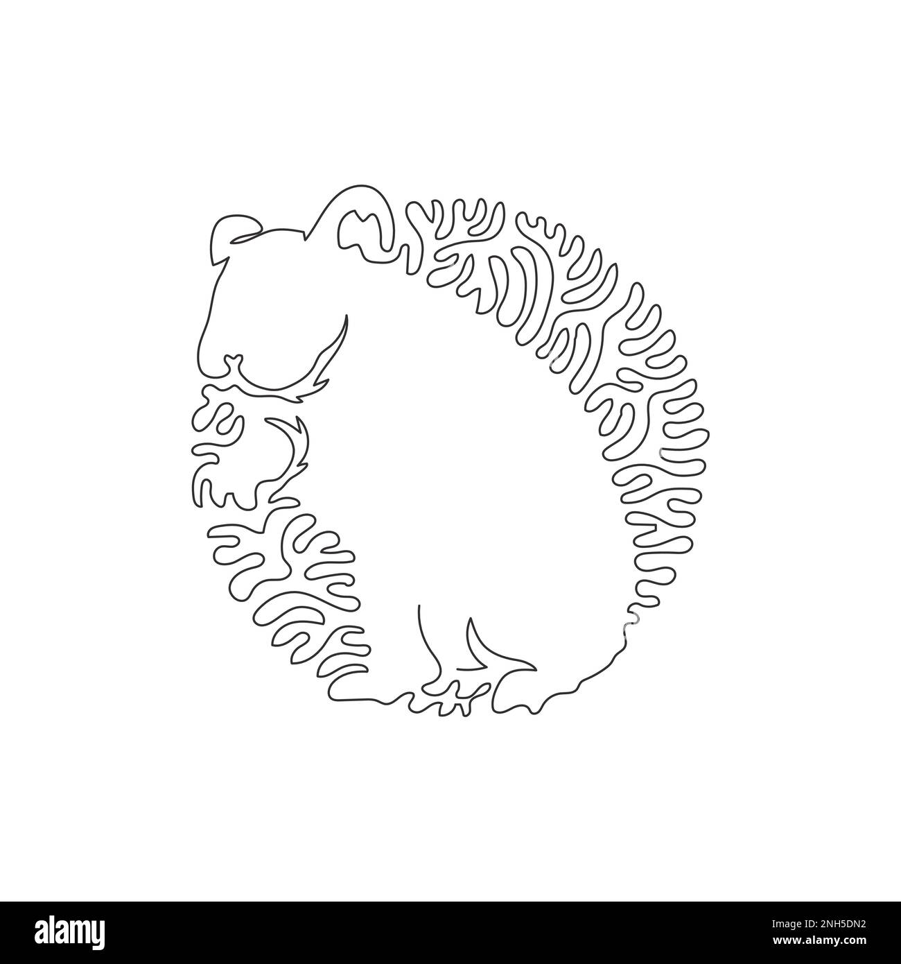 Durchgängige Kurve eine Strichzeichnung des stehenden Hamsters abstrakte Kunst. Einzeilige editierbare Strichvektordarstellung eines tollen haarigen Hamsters Stock Vektor