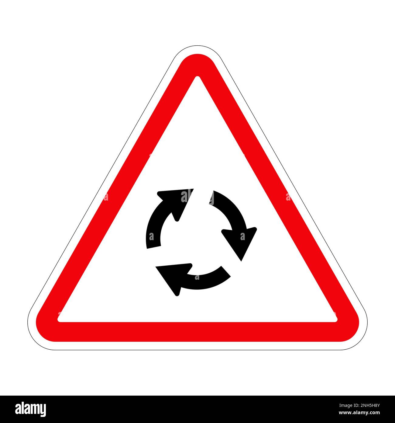 KREISVERKEHR mit Verkehrszeichen auf weißem Hintergrund, Illustration Stockfoto