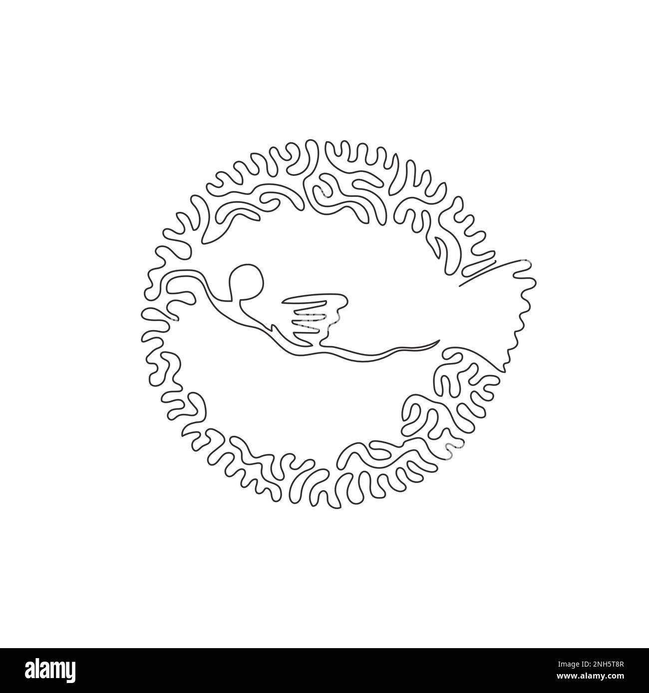 Durchgehende einzeilige Zeichnung süßer Pufferfische abstrakter Kunst. Einzeilige editierbare Strichvektordarstellung eines agilen Kugelfischschwimmers Stock Vektor