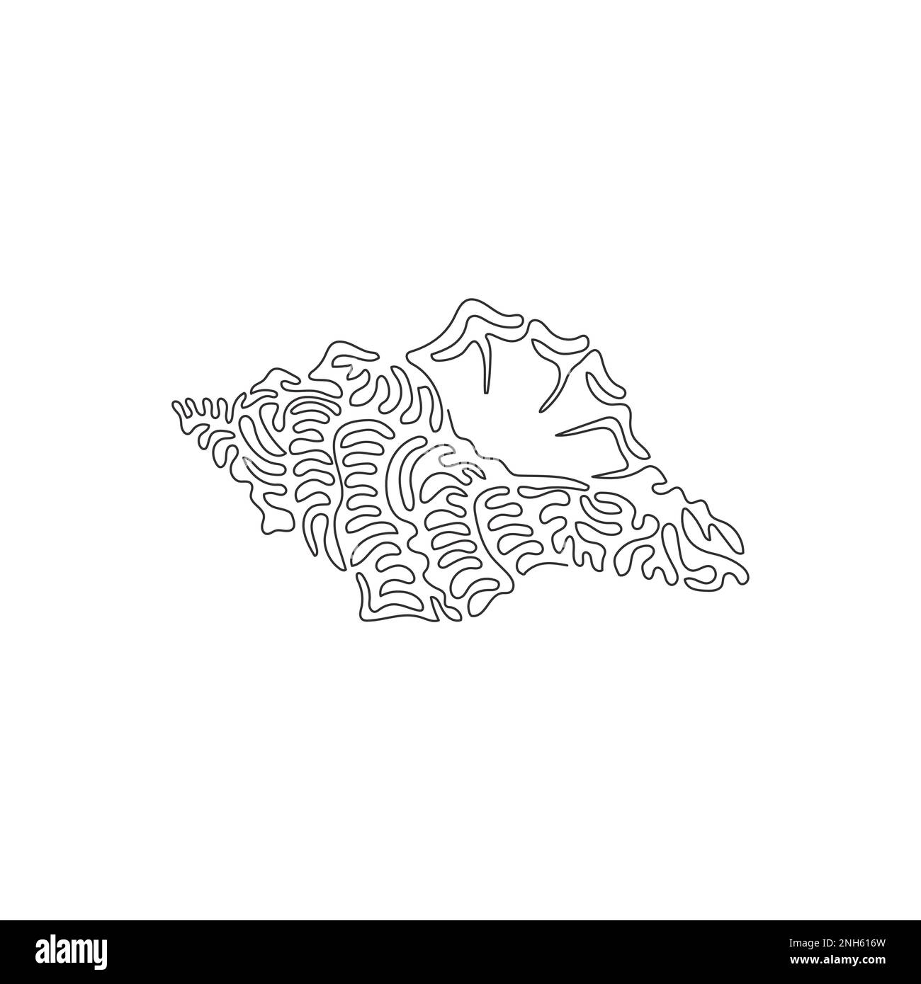 Durchgehende Kurve eine Strichzeichnung einer kleinen Muschel abstrakte Kunst. Einzeilige editierbare Konturvektordarstellung einer schönen Muschel Stock Vektor