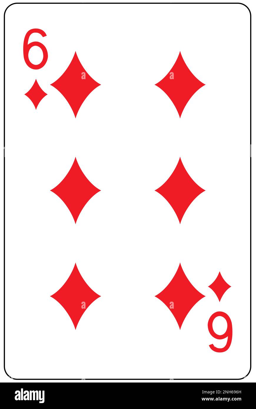 Sechs Diamanten spielen Karten Stockfoto