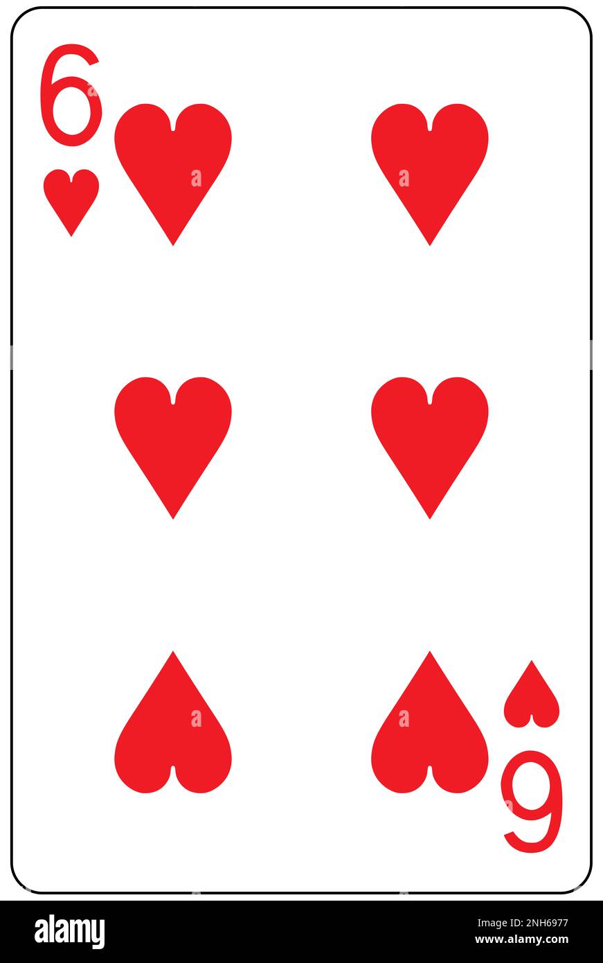 Sechs Herzen spielen Karte Stockfoto