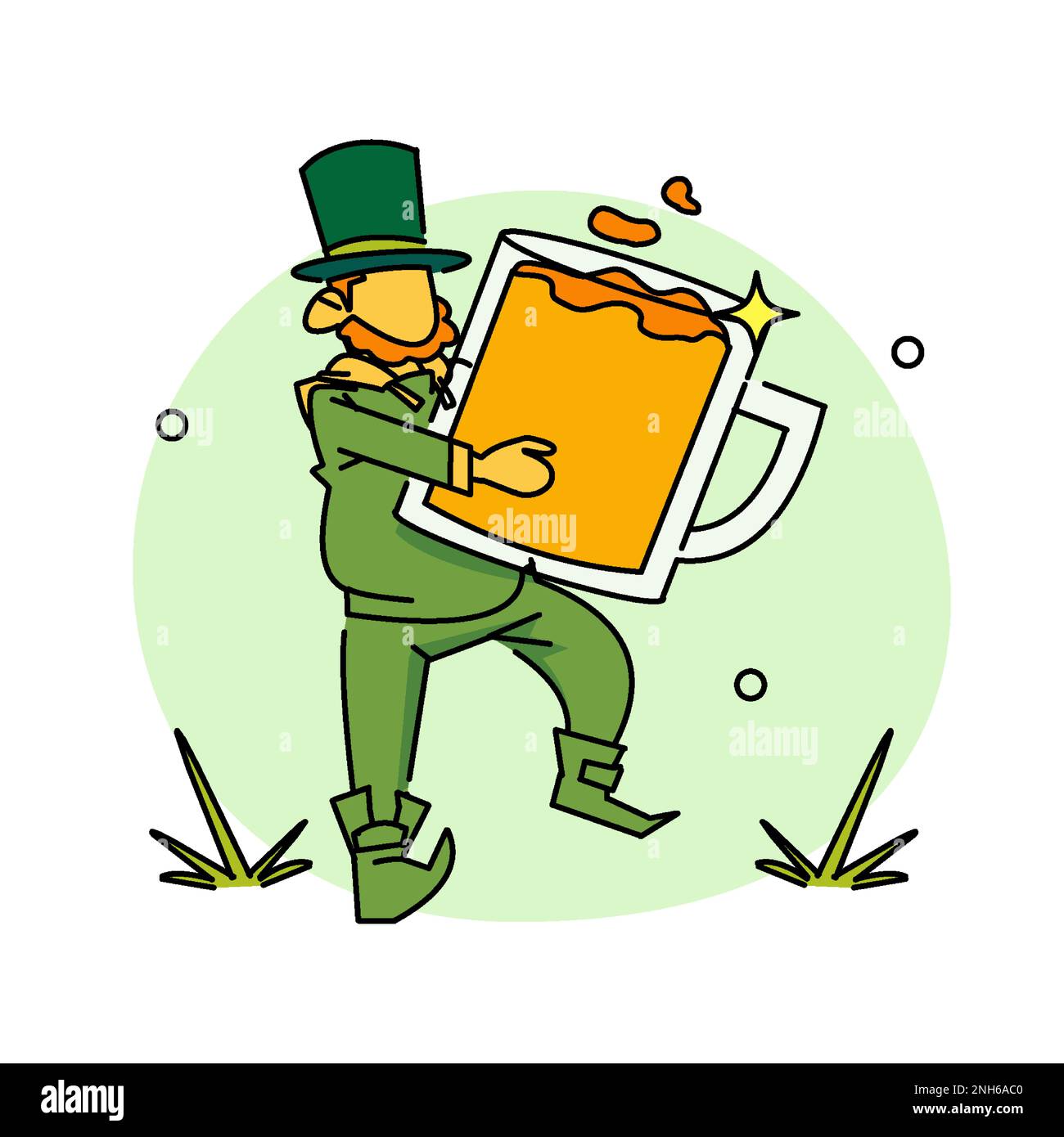 Entfesseln Sie den Charme und die Magie von St. Patrick's Day mit dem Leprechaun und seinem Topf mit Goldmünzen, dem ultimativen Symbol für Glück und Wohlstand Stock Vektor