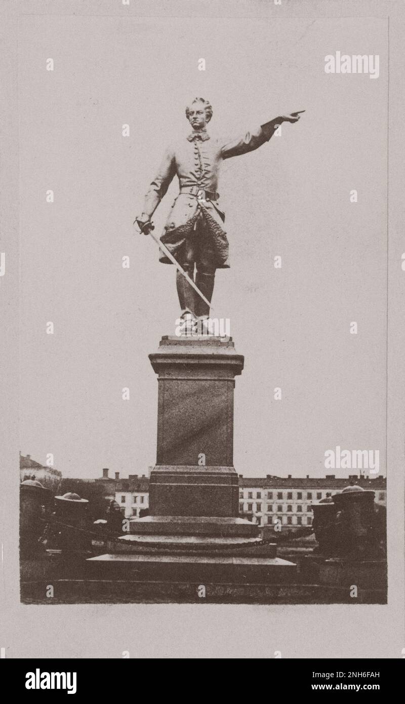 Vintage-Foto der Karl-XII-Statue in Kungsträdgården, Stockholm. 1865 - 1875 Stockfoto