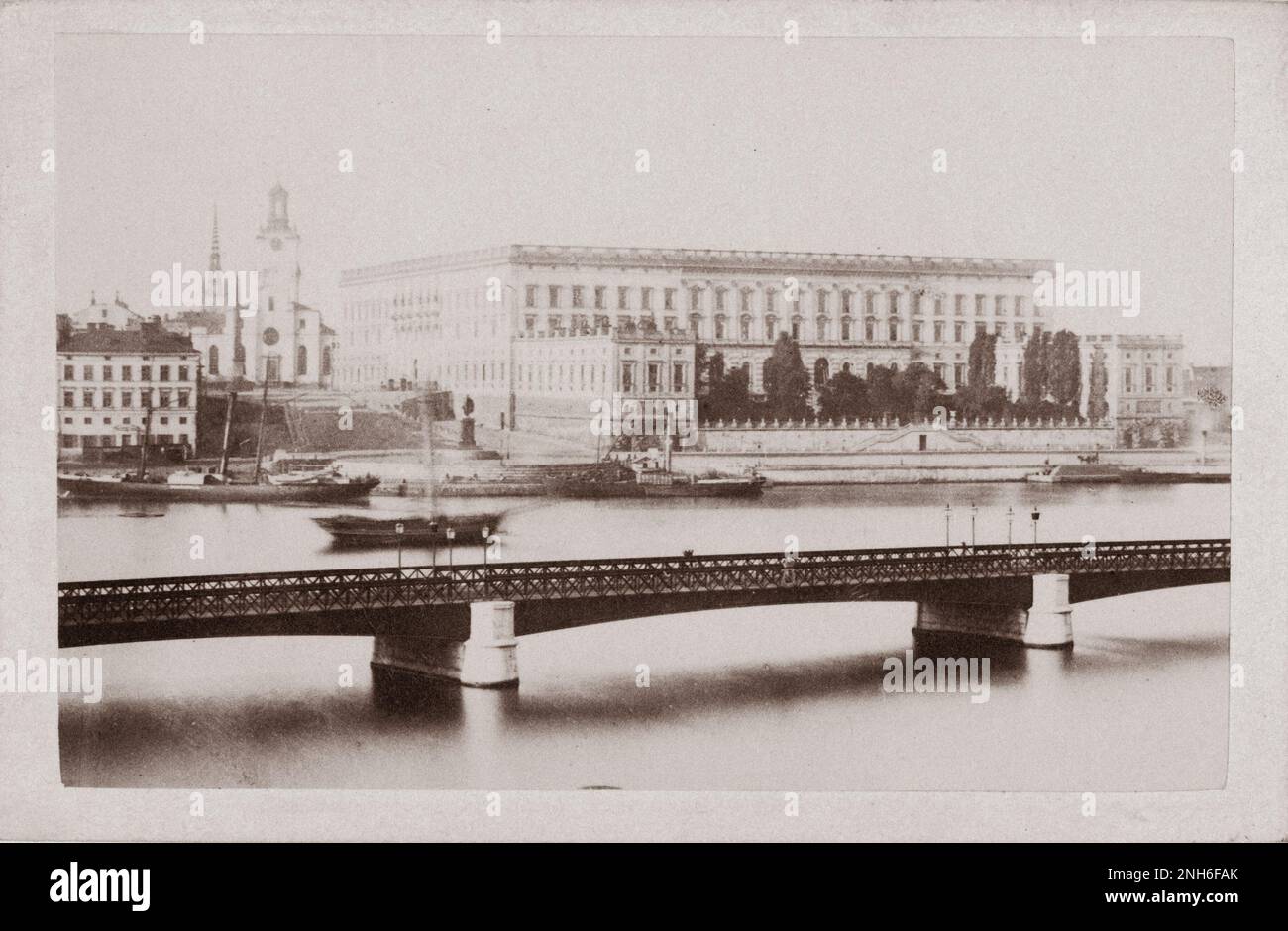 Oldtimer-Foto des Königspalastes in Stockholm. 1865 - 1875 Stockfoto