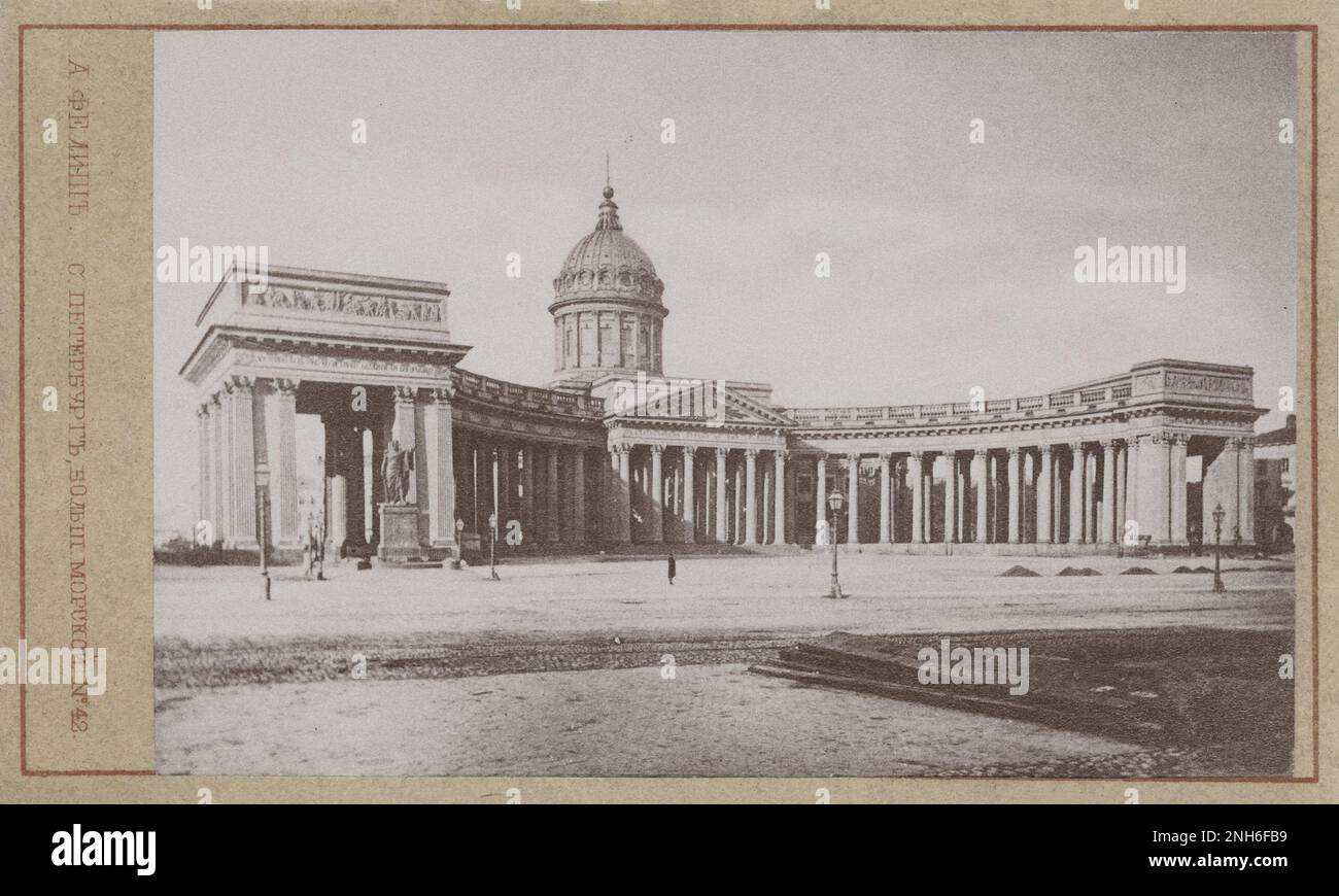 Oldtimer-Foto der Kasan-Kathedrale in St. Petersburg. Russisches Reich. 1890er Stockfoto