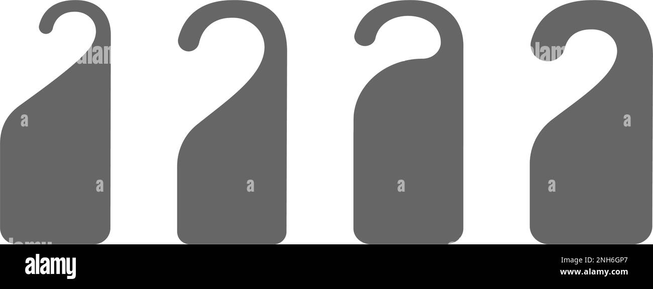 Set aus Türaufhängern oder Schranktrennschablonen. Nicht stören, bitte klopfen oder Stille Etiketten halten. Werkzeuge zur Kleiderordnung isoliert auf weißem Hintergrund. Vektordarstellung Stock Vektor