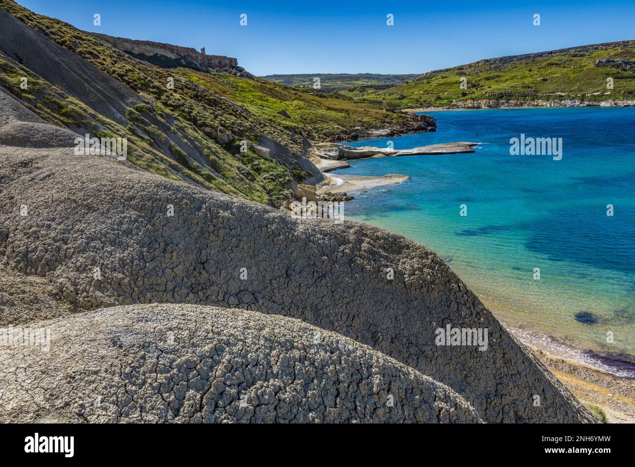 Qarraba Bay Beach, Malta Stockfoto