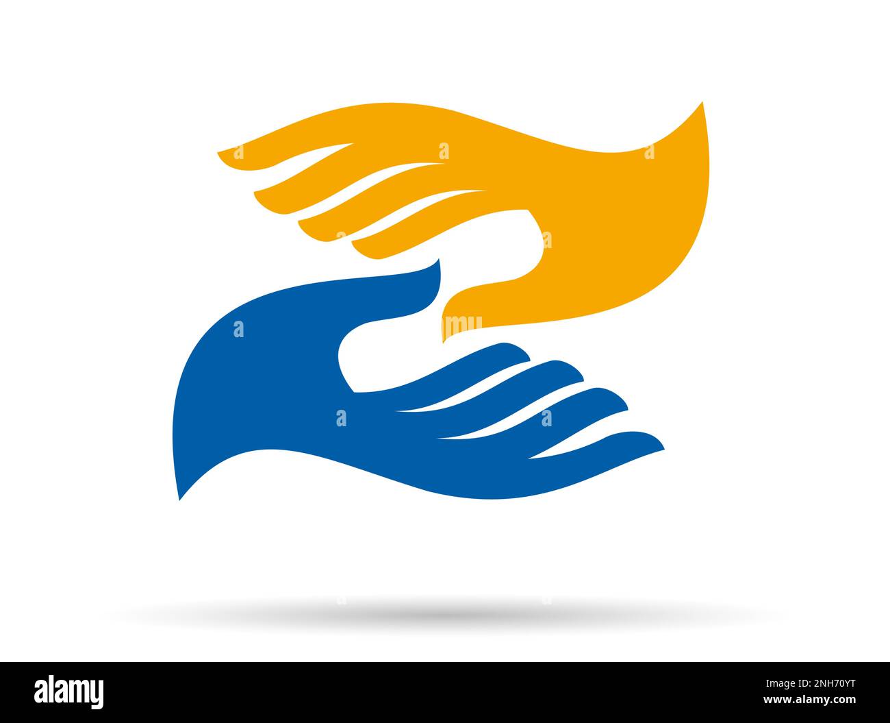 Konzept der Solidarität und des sozialen Dienstes. Hände berühren sich. Vector-Logo Stock Vektor
