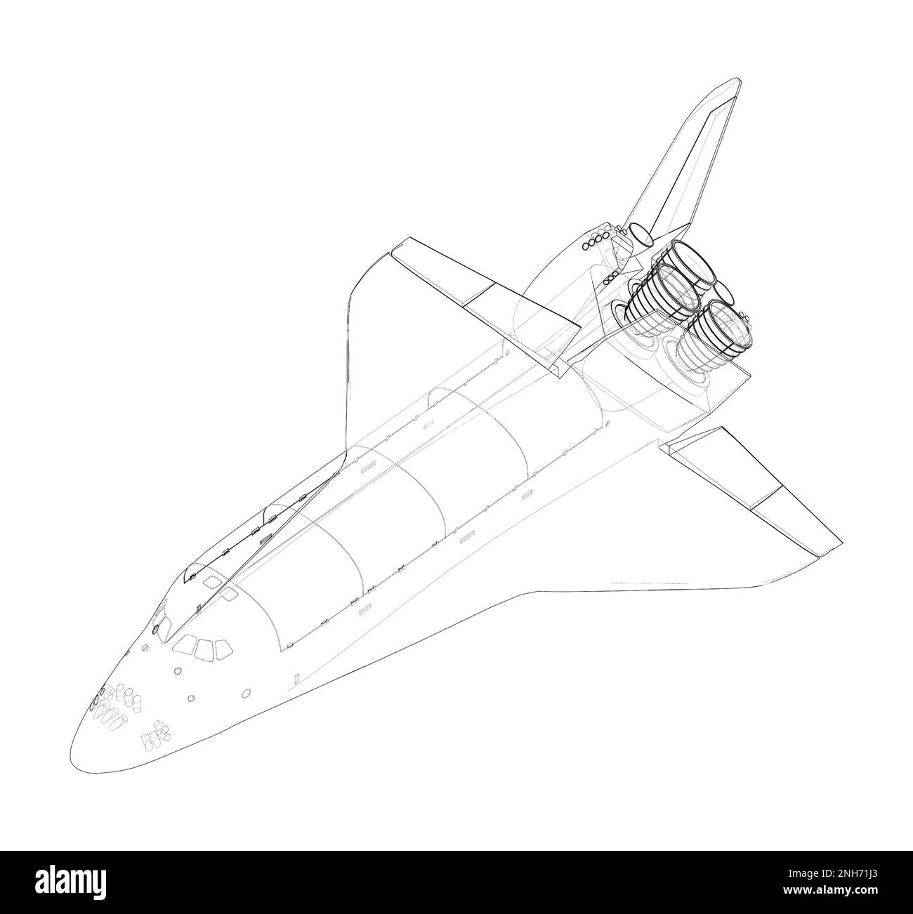 Raumfähre. 3D Abbildung Stockfoto