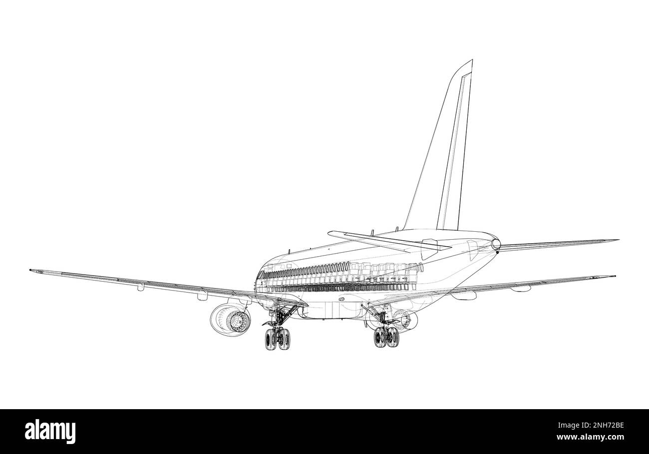 Flugzeug in wire-frame Stil Stockfoto