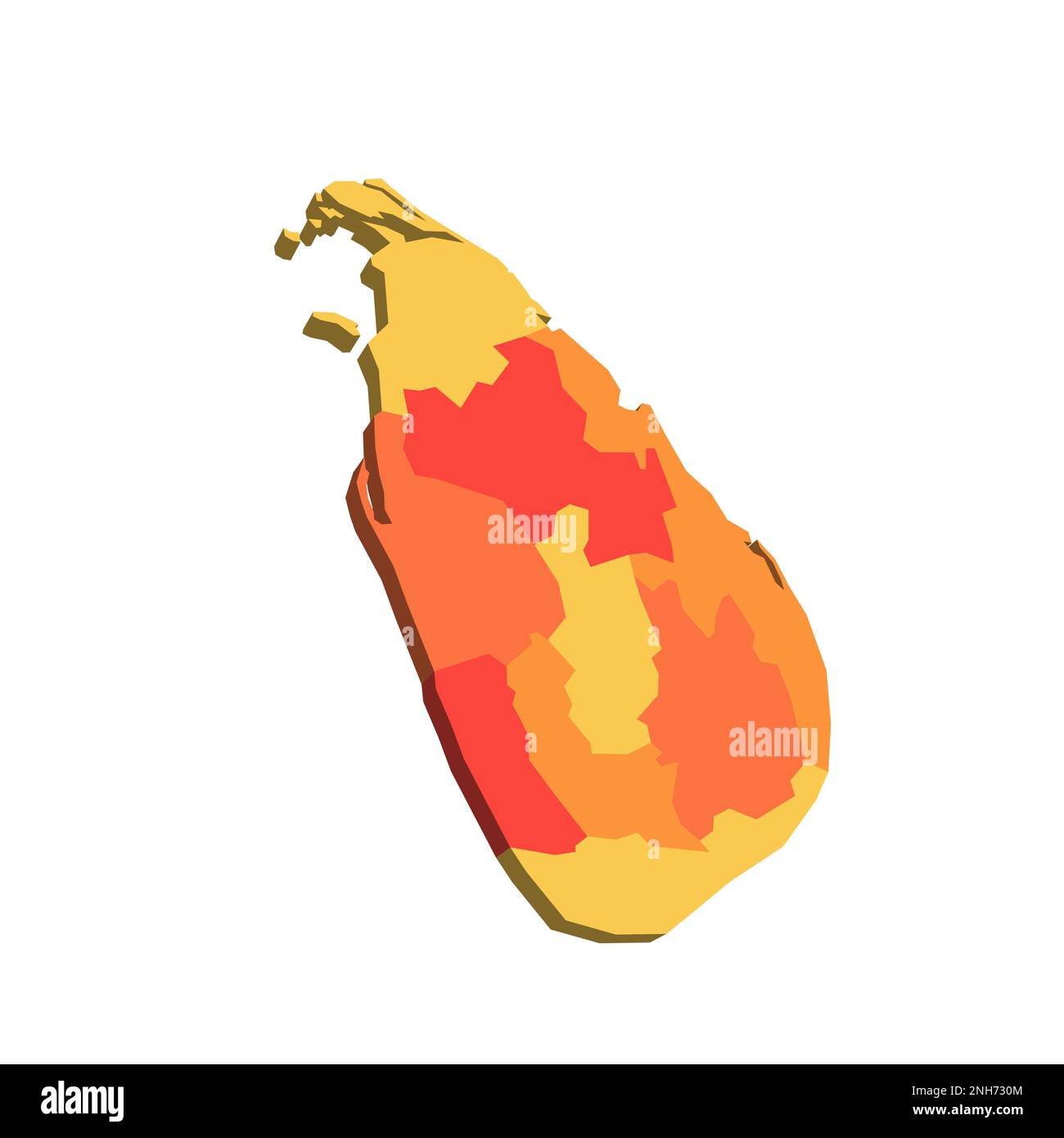 Sri Lanka politische Karte der Verwaltungsabteilungen Provinzen. 3D