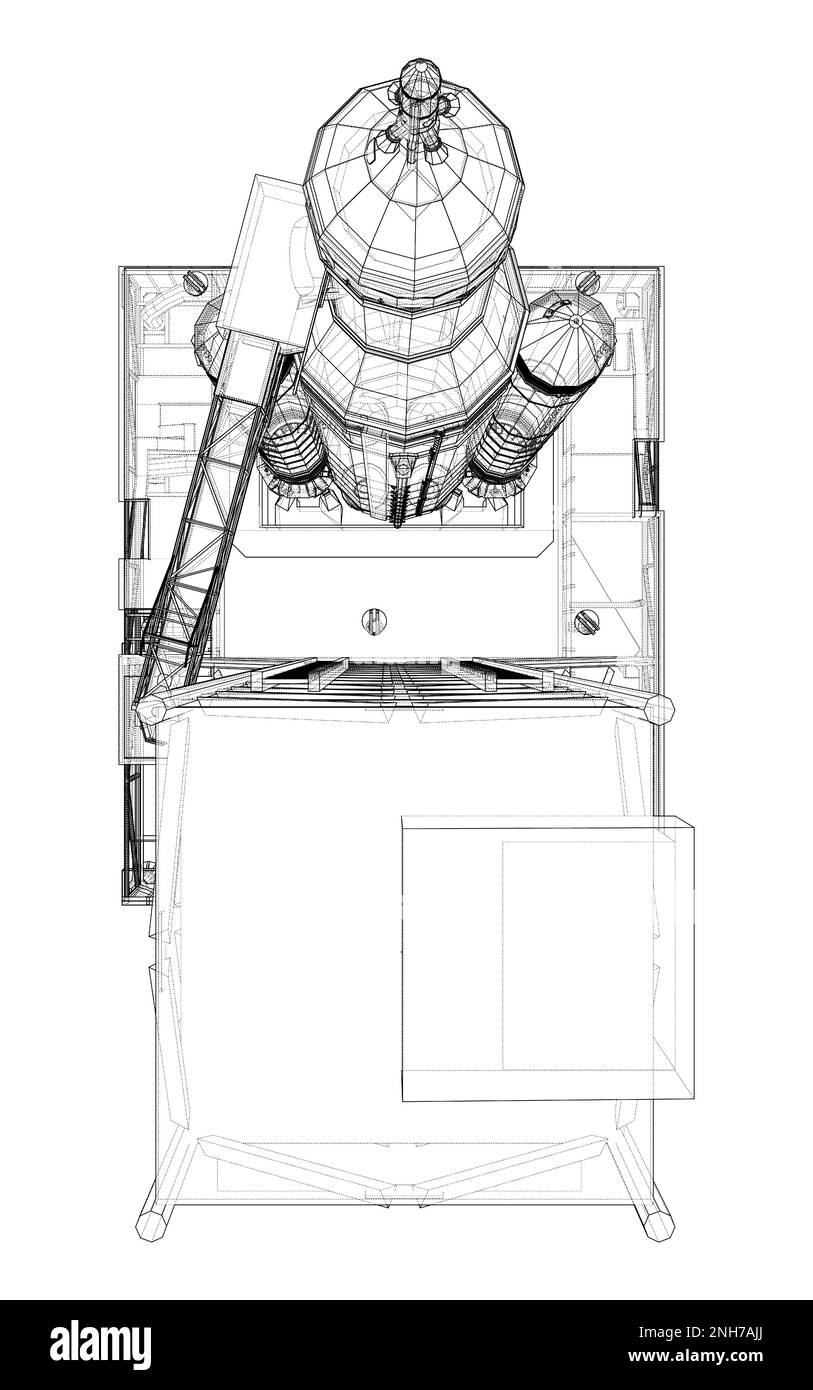 Space Rocket auf dem Startfeld Stockfoto