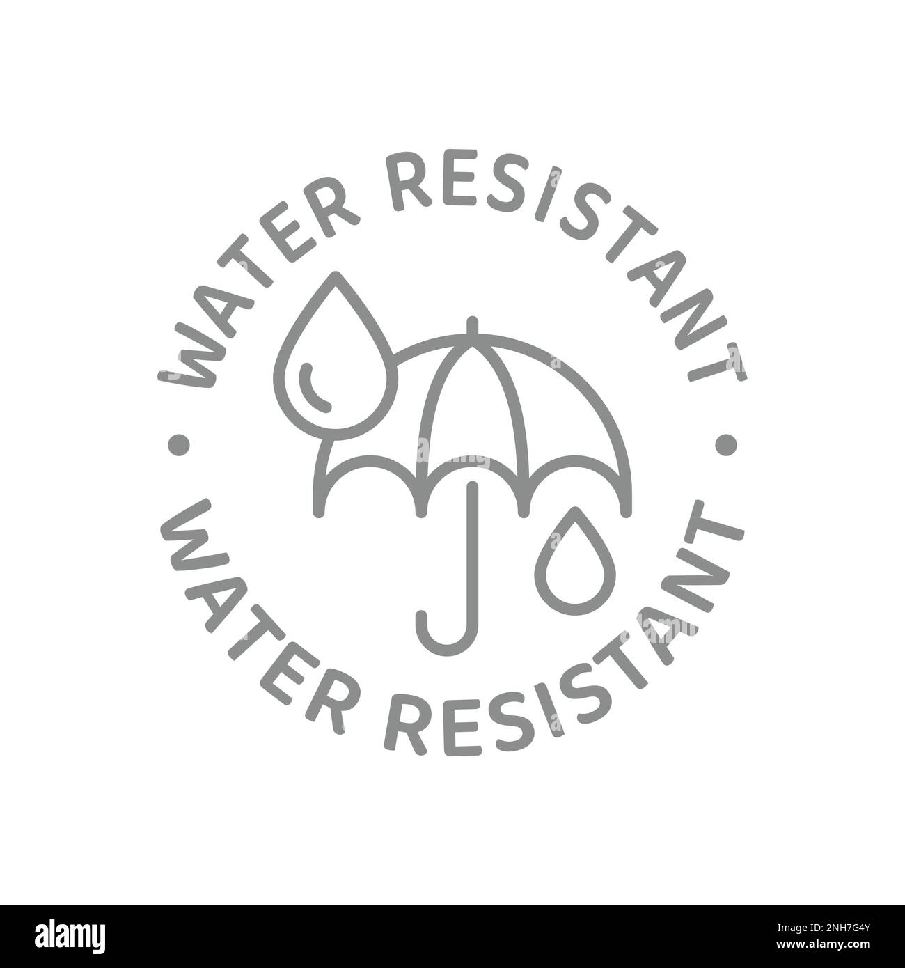 Wasserabweisendes Etikett mit Regen- und Schirmetikett. Wasserdichtes Vektorsymbol. Stock Vektor