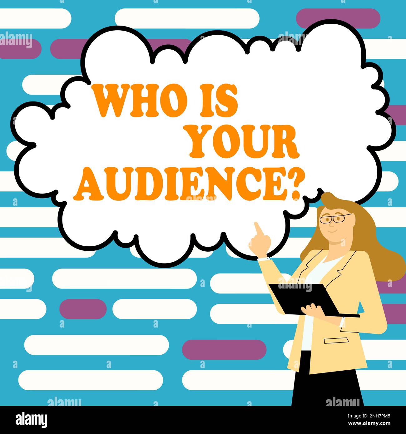 Textzeichen, das anzeigt, wer Ihr Publikum ist. Schaufenster für Unternehmen, die sie ansehen oder anhören Stockfoto