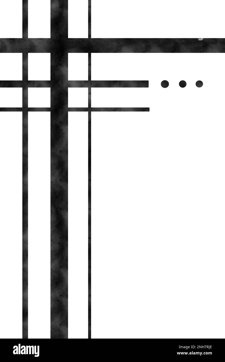 Grunge Pattern Moderne Linien In Schwarz. Einfache Linienart. Abstrakte Wanddekoration. Elegante Wandplakate. Stockfoto